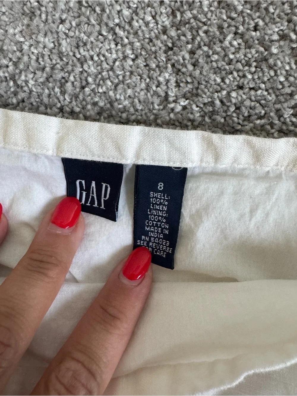 GAP Cream Linen Skirt with Button Detail